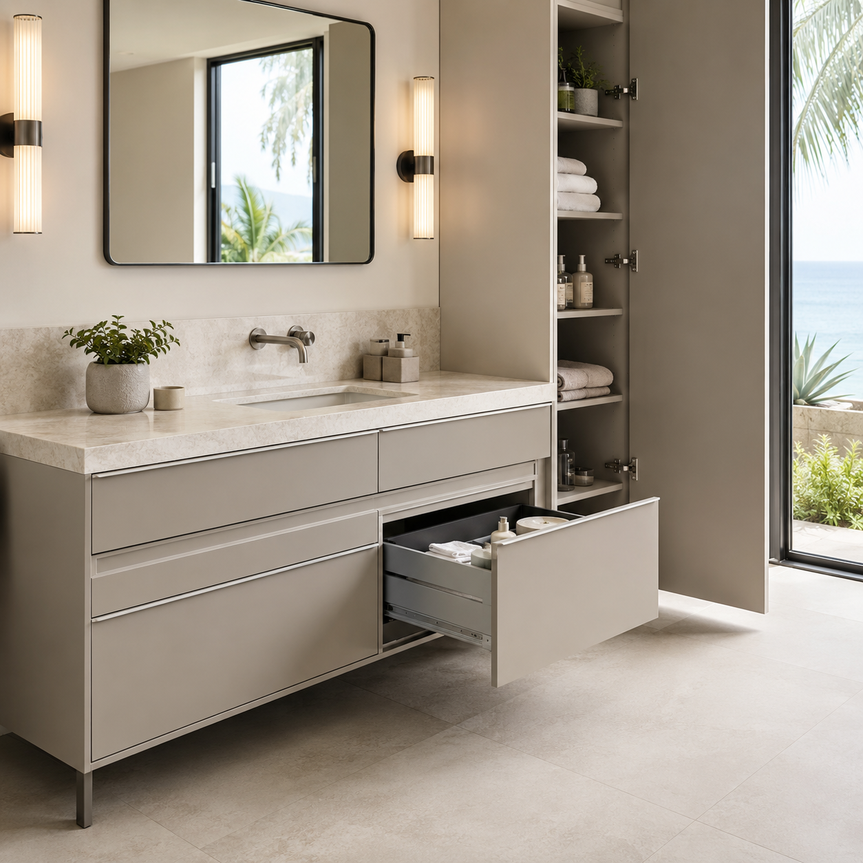 All-Aluminum Rustproof Project Vanities for Wet and Coastal Spaces