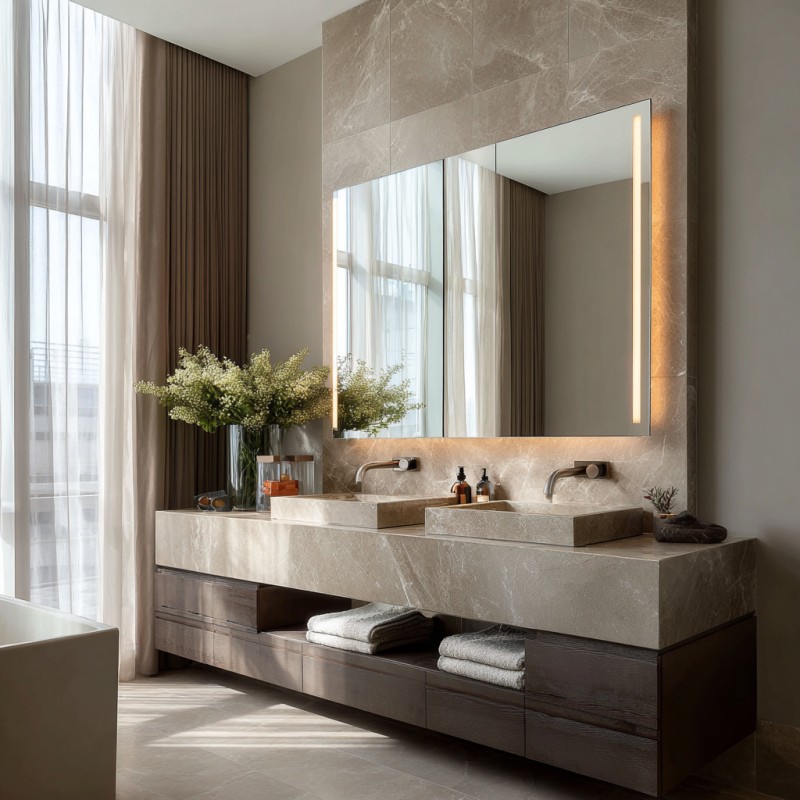 High-End Double Basin Floating Vanity