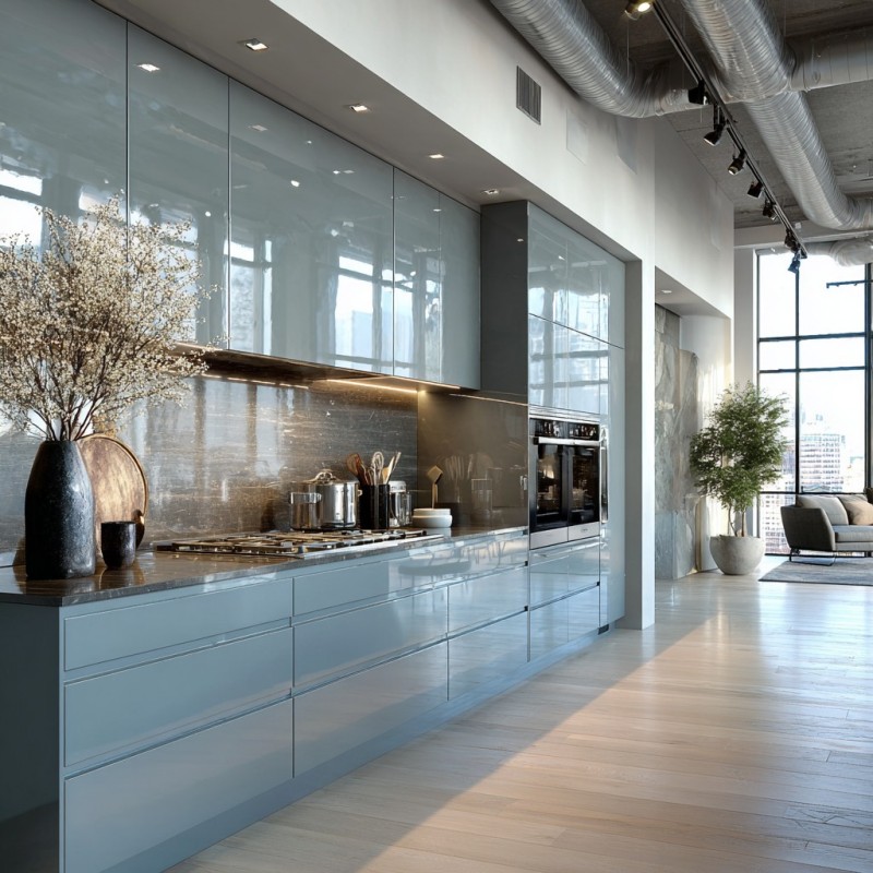 High Gloss Lacquer Kitchen Cabinets