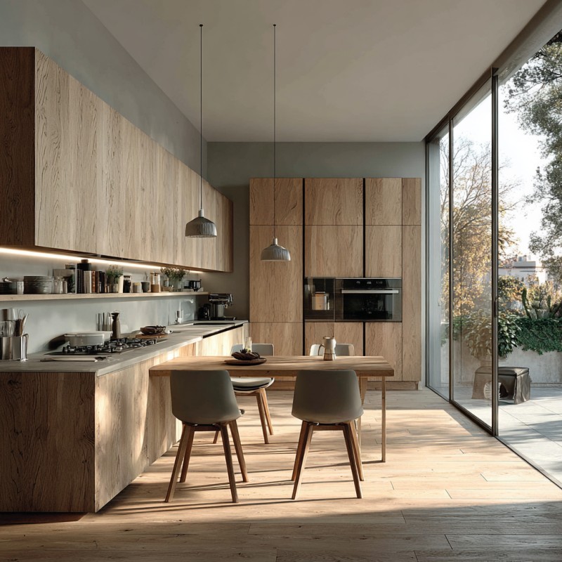 Wood Grain Aluminum Kitchen Cabinets