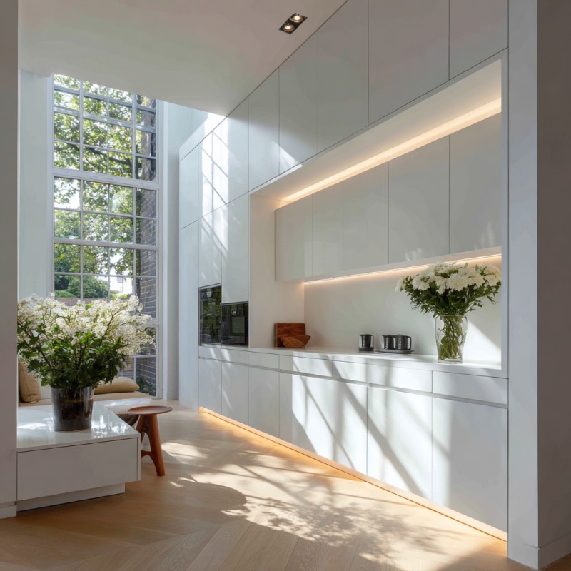 Minimalist Handleless Integrated Kitchen Cabinets