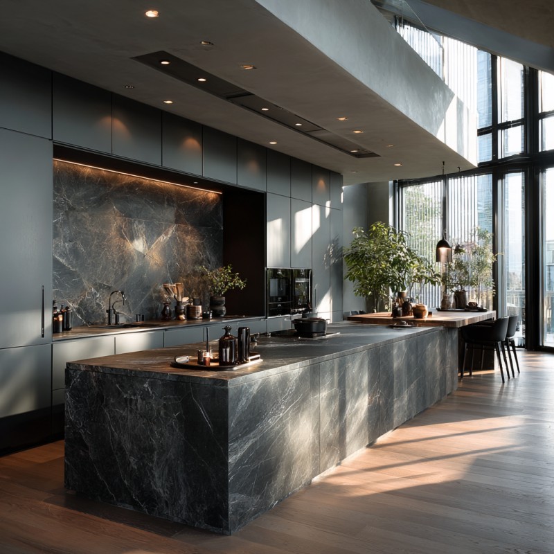 PET Matte Skin-Feel Kitchen Cabinets