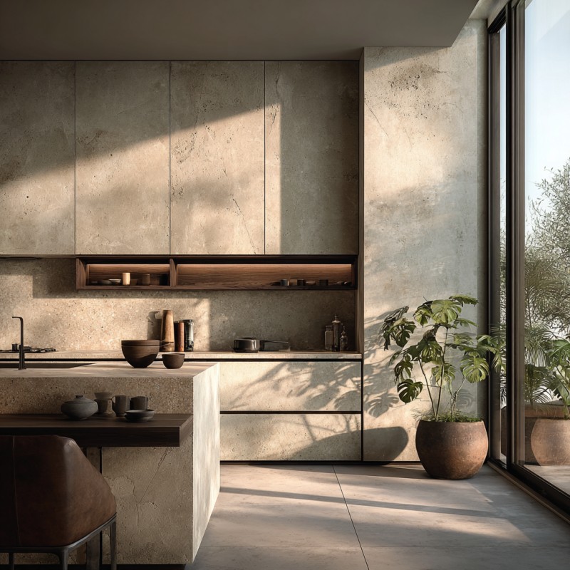 Seamless Sintered Stone Kitchen Cabinets