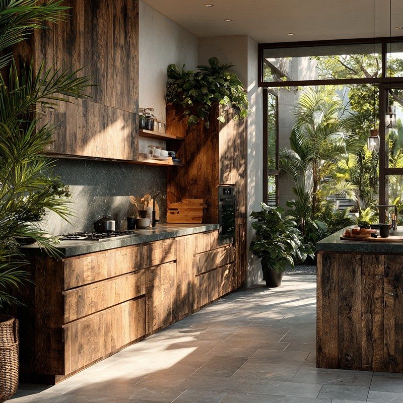 Wood Grain Finish Lacquer Kitchen Cabinets